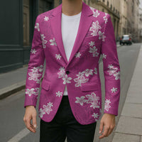 Hawaii Monstera Deliciosa Blazer Pink Plumeria Polynesian Pattern - Polynesian Pride