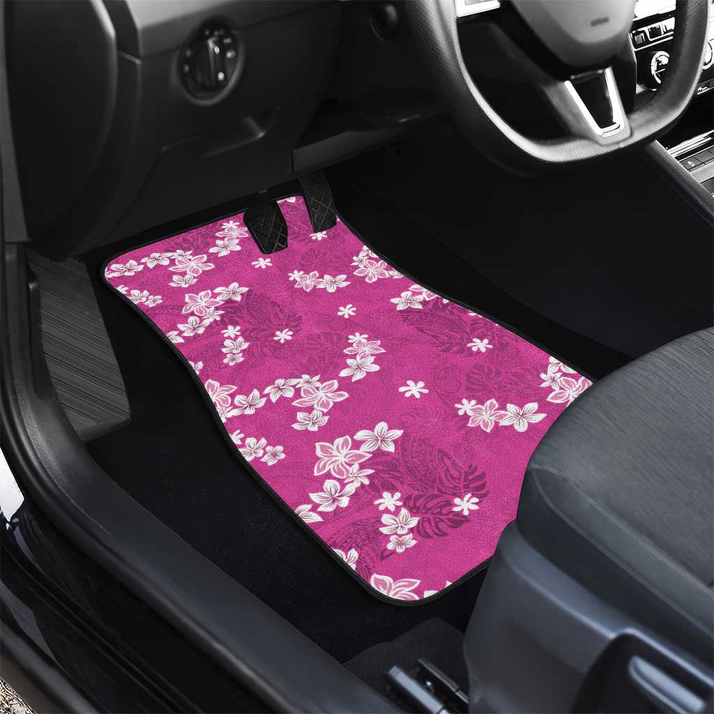 Hawaii Monstera Deliciosa Car Mats Pink Plumeria Polynesian Pattern - Polynesian Pride