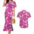 Hawaii Monstera Deliciosa Couples Matching Mermaid Dress and Hawaiian Shirt Pink Plumeria Polynesian Pattern - Polynesian Pride