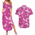 Hawaii Monstera Deliciosa Couples Matching Summer Maxi Dress and Hawaiian Shirt Pink Plumeria Polynesian Pattern - Polynesian Pride