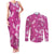 Hawaii Monstera Deliciosa Couples Matching Tank Maxi Dress and Long Sleeve Button Shirt Pink Plumeria Polynesian Pattern - Polynesian Pride