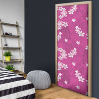 Hawaii Monstera Deliciosa Door Cover Pink Plumeria Polynesian Pattern - Polynesian Pride