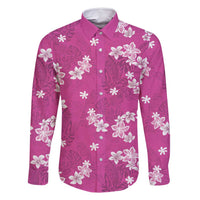 Hawaii Monstera Deliciosa Family Matching Mermaid Dress and Hawaiian Shirt Pink Plumeria Polynesian Pattern - Polynesian Pride