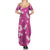 Hawaii Monstera Deliciosa Family Matching Summer Maxi Dress and Hawaiian Shirt Pink Plumeria Polynesian Pattern - Polynesian Pride
