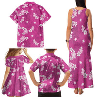 Hawaii Monstera Deliciosa Family Matching Tank Maxi Dress and Hawaiian Shirt Pink Plumeria Polynesian Pattern - Polynesian Pride