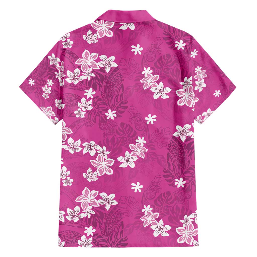 Hawaii Monstera Deliciosa Hawaiian Shirt Pink Plumeria Polynesian Pattern - Polynesian Pride