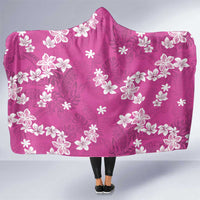 Hawaii Monstera Deliciosa Hooded Blanket Pink Plumeria Polynesian Pattern - Polynesian Pride