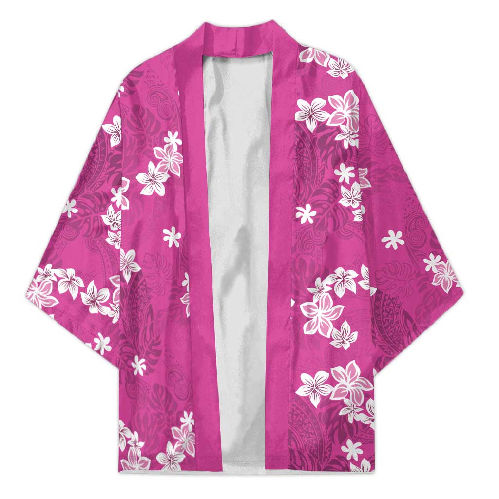 Hawaii Monstera Deliciosa Kimono Pink Plumeria Polynesian Pattern - Polynesian Pride