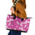 Hawaii Monstera Deliciosa Leather Tote Bag Pink Plumeria Polynesian Pattern - Polynesian Pride