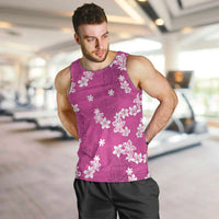 Hawaii Monstera Deliciosa Men Tank Top Pink Plumeria Polynesian Pattern - Polynesian Pride