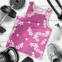 Hawaii Monstera Deliciosa Men Tank Top Pink Plumeria Polynesian Pattern - Polynesian Pride