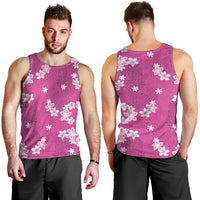 Hawaii Monstera Deliciosa Men Tank Top Pink Plumeria Polynesian Pattern - Polynesian Pride