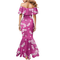 Hawaii Monstera Deliciosa Mermaid Dress Pink Plumeria Polynesian Pattern - Polynesian Pride