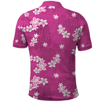 Hawaii Monstera Deliciosa Polo Shirt Pink Plumeria Polynesian Pattern - Polynesian Pride