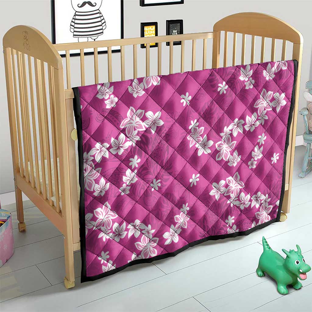Hawaii Monstera Deliciosa Quilt Pink Plumeria Polynesian Pattern - Polynesian Pride