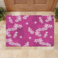 Hawaii Monstera Deliciosa Rubber Doormat Pink Plumeria Polynesian Pattern - Polynesian Pride