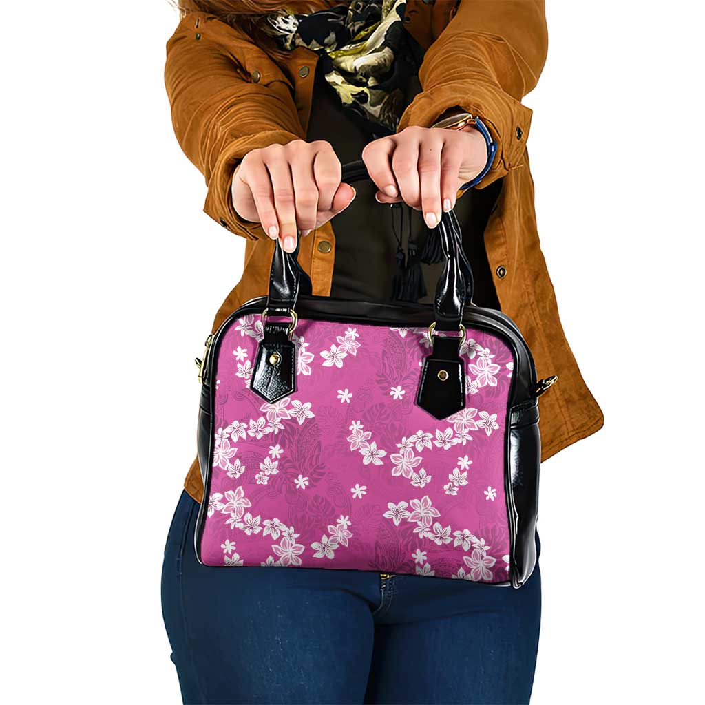 Hawaii Monstera Deliciosa Shoulder Handbag Pink Plumeria Polynesian Pattern LT05 One Size Pink - Polynesian Pride