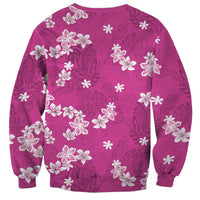 Hawaii Monstera Deliciosa Sweatshirt Pink Plumeria Polynesian Pattern - Polynesian Pride
