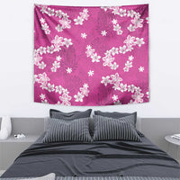 Hawaii Monstera Deliciosa Tapestry Pink Plumeria Polynesian Pattern - Polynesian Pride