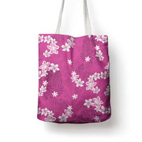 Hawaii Monstera Deliciosa Tote Bag Pink Plumeria Polynesian Pattern - Polynesian Pride