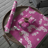 Hawaii Monstera Deliciosa Wrapping Paper Pink Plumeria Polynesian Pattern - Polynesian Pride