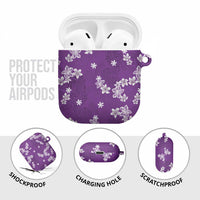 Hawaii Monstera Deliciosa AirPods Case Purple Plumeria Polynesian Pattern - Polynesian Pride