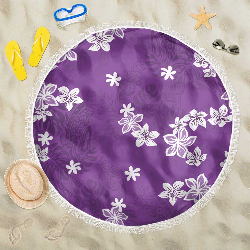 Hawaii Monstera Deliciosa Beach Blanket Purple Plumeria Polynesian Pattern LT05 One Size 150cm Purple - Polynesian Pride