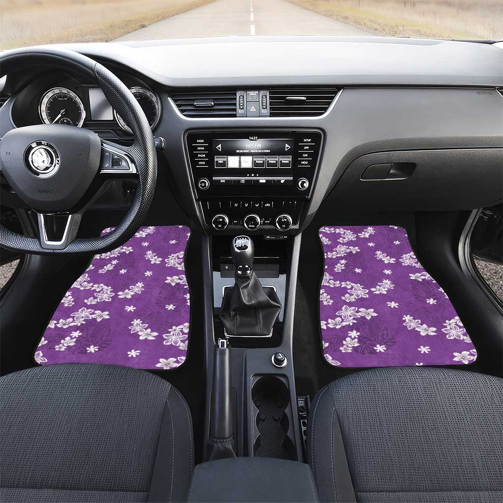Hawaii Monstera Deliciosa Car Mats Purple Plumeria Polynesian Pattern - Polynesian Pride