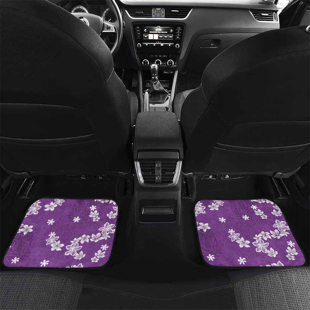 Hawaii Monstera Deliciosa Car Mats Purple Plumeria Polynesian Pattern - Polynesian Pride