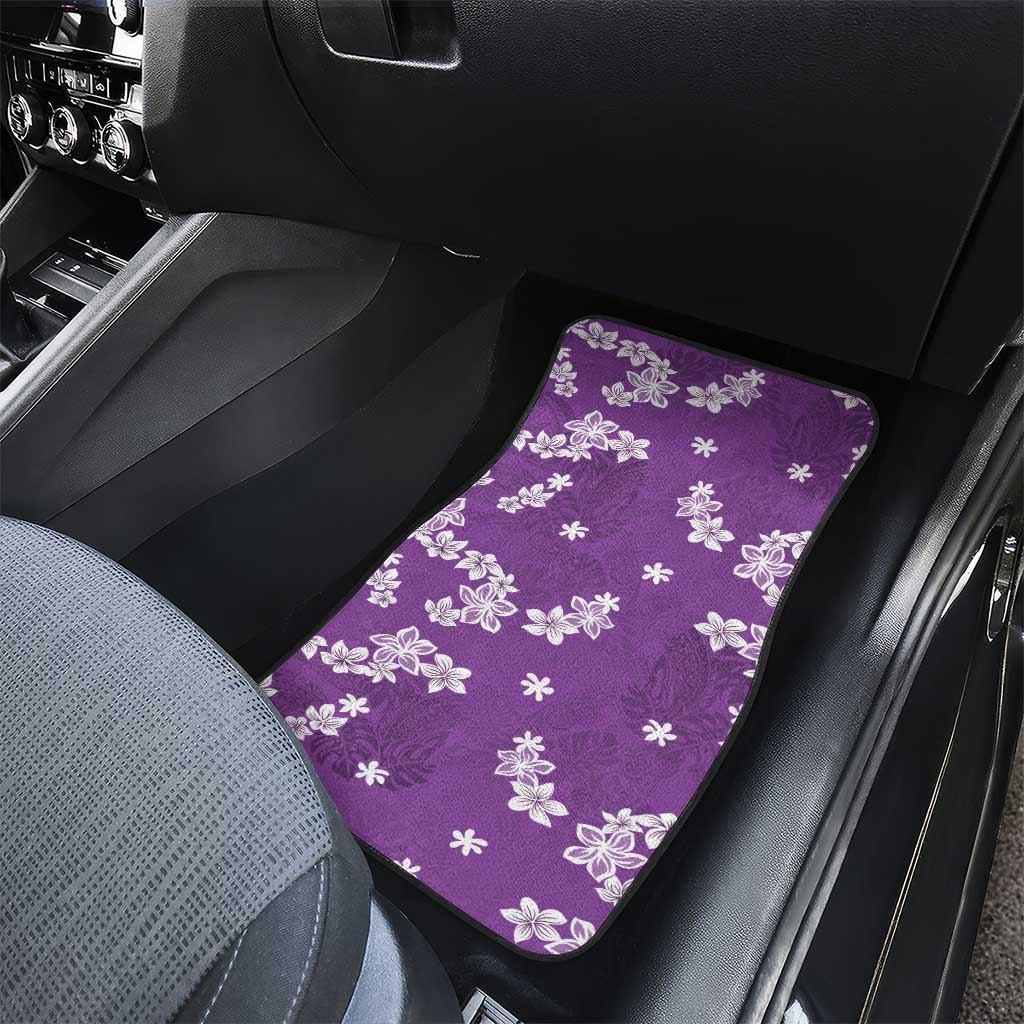 Hawaii Monstera Deliciosa Car Mats Purple Plumeria Polynesian Pattern - Polynesian Pride