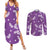Hawaii Monstera Deliciosa Couples Matching Summer Maxi Dress and Long Sleeve Button Shirt Purple Plumeria Polynesian Pattern - Polynesian Pride