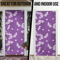 Hawaii Monstera Deliciosa Door Cover Purple Plumeria Polynesian Pattern - Polynesian Pride