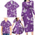 Hawaii Monstera Deliciosa Family Matching Long Sleeve Bodycon Dress and Hawaiian Shirt Purple Plumeria Polynesian Pattern - Polynesian Pride