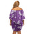 Hawaii Monstera Deliciosa Family Matching Off Shoulder Short Dress and Hawaiian Shirt Purple Plumeria Polynesian Pattern - Polynesian Pride