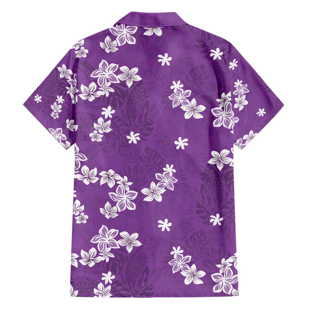 Hawaii Monstera Deliciosa Family Matching Summer Maxi Dress and Hawaiian Shirt Purple Plumeria Polynesian Pattern - Polynesian Pride