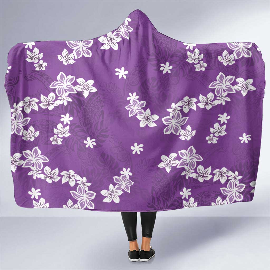 Hawaii Monstera Deliciosa Hooded Blanket Purple Plumeria Polynesian Pattern LT05 One Size Purple - Polynesian Pride