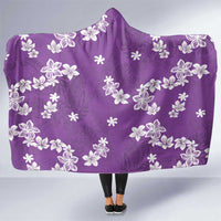 Hawaii Monstera Deliciosa Hooded Blanket Purple Plumeria Polynesian Pattern - Polynesian Pride