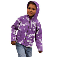 Hawaii Monstera Deliciosa Kid Hoodie Purple Plumeria Polynesian Pattern - Polynesian Pride