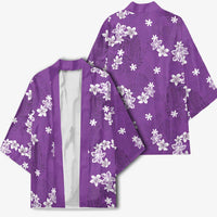 Hawaii Monstera Deliciosa Kimono Purple Plumeria Polynesian Pattern - Polynesian Pride