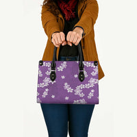 Hawaii Monstera Deliciosa Leather Bag Purple Plumeria Polynesian Pattern - Polynesian Pride
