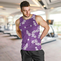Hawaii Monstera Deliciosa Men Tank Top Purple Plumeria Polynesian Pattern - Polynesian Pride