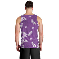 Hawaii Monstera Deliciosa Men Tank Top Purple Plumeria Polynesian Pattern - Polynesian Pride