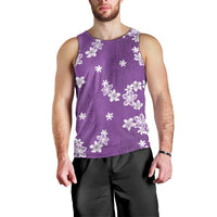 Hawaii Monstera Deliciosa Men Tank Top Purple Plumeria Polynesian Pattern - Polynesian Pride