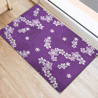Hawaii Monstera Deliciosa Rubber Doormat Purple Plumeria Polynesian Pattern - Polynesian Pride