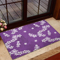 Hawaii Monstera Deliciosa Rubber Doormat Purple Plumeria Polynesian Pattern - Polynesian Pride