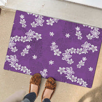 Hawaii Monstera Deliciosa Rubber Doormat Purple Plumeria Polynesian Pattern - Polynesian Pride