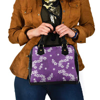 Hawaii Monstera Deliciosa Shoulder Handbag Purple Plumeria Polynesian Pattern - Polynesian Pride