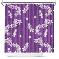 Hawaii Monstera Deliciosa Shower Curtain Purple Plumeria Polynesian Pattern - Polynesian Pride