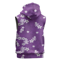 Hawaii Monstera Deliciosa Sleeveless Zip Hoodie Purple Plumeria Polynesian Pattern - Polynesian Pride