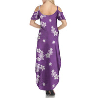 Hawaii Monstera Deliciosa Summer Maxi Dress Purple Plumeria Polynesian Pattern - Polynesian Pride